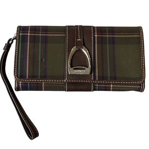 Chaps Wristlet Wallet Brown Beekman Plaid Checkbook‎ Clutch Y2K NWT Vintage